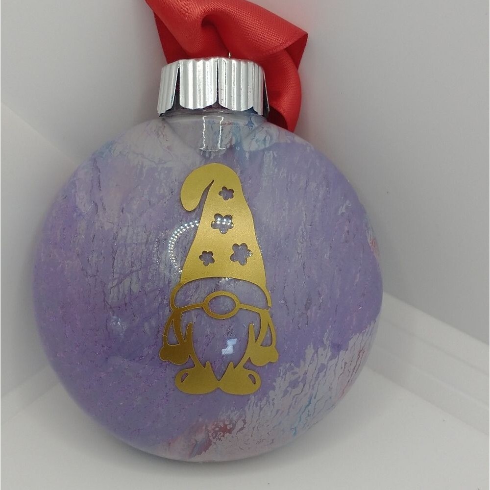 Handcrafted Gnome Christmas Ornament Plastic Bulb Holiday Tree Decor 3"